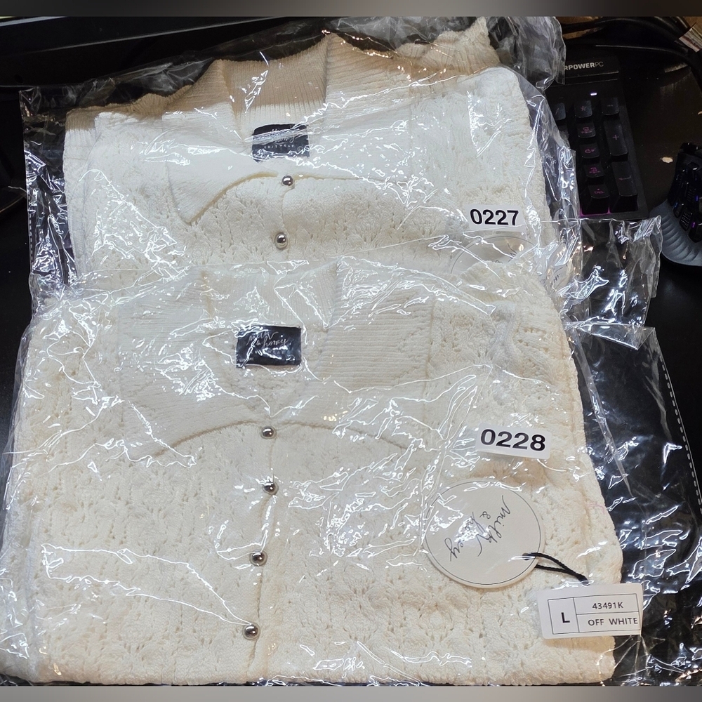 NWT Milk & Honey Crotchet Cable Elegant Cream Women's Cardigan Size Large 21 - Picture 5 of 5